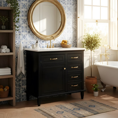 Meuble-lavabo de 36 po avec comptoir en céramique