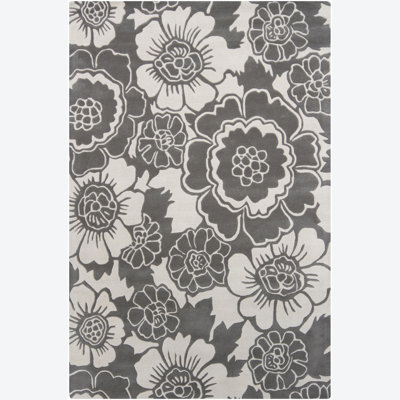 Tapis floral noir / blanc Dasher