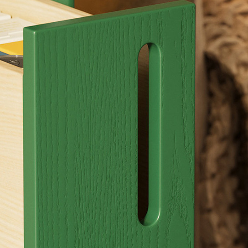 Armoire de rangement roulante en bois d'hévéa avec tiroirs, Green