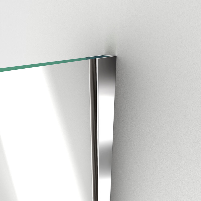 Unidoor Plus 58" W x 30.375" D x 72" H Frameless Pivot Rectangle Shower Enclosure with Fixed Panel, Chrome
