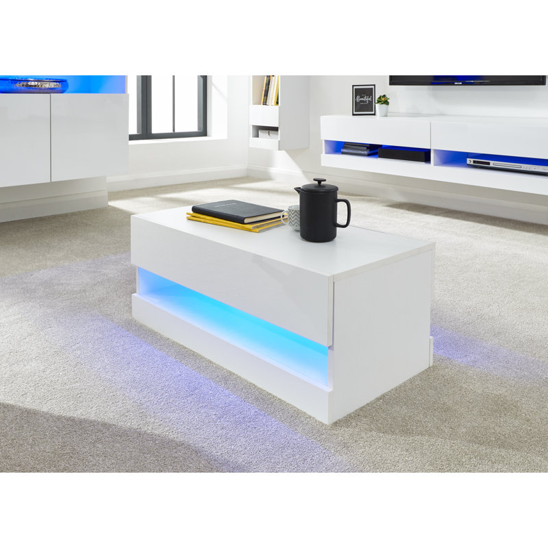 Allmon Floor Shelf Coffee Table with Storage, White