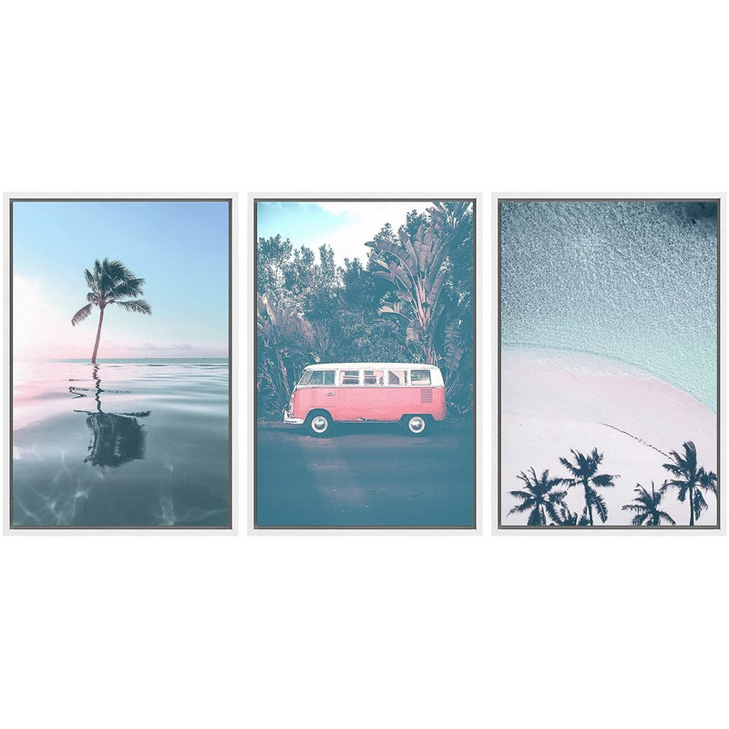Coastal Beach, H 24 po x l 16 po x P 1,5 po, Cadre blanc