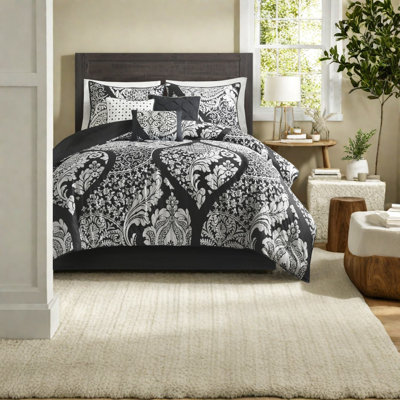 Elegant Black King Bedding Set, Cotton Sateen, Modern Style For Home Comfort