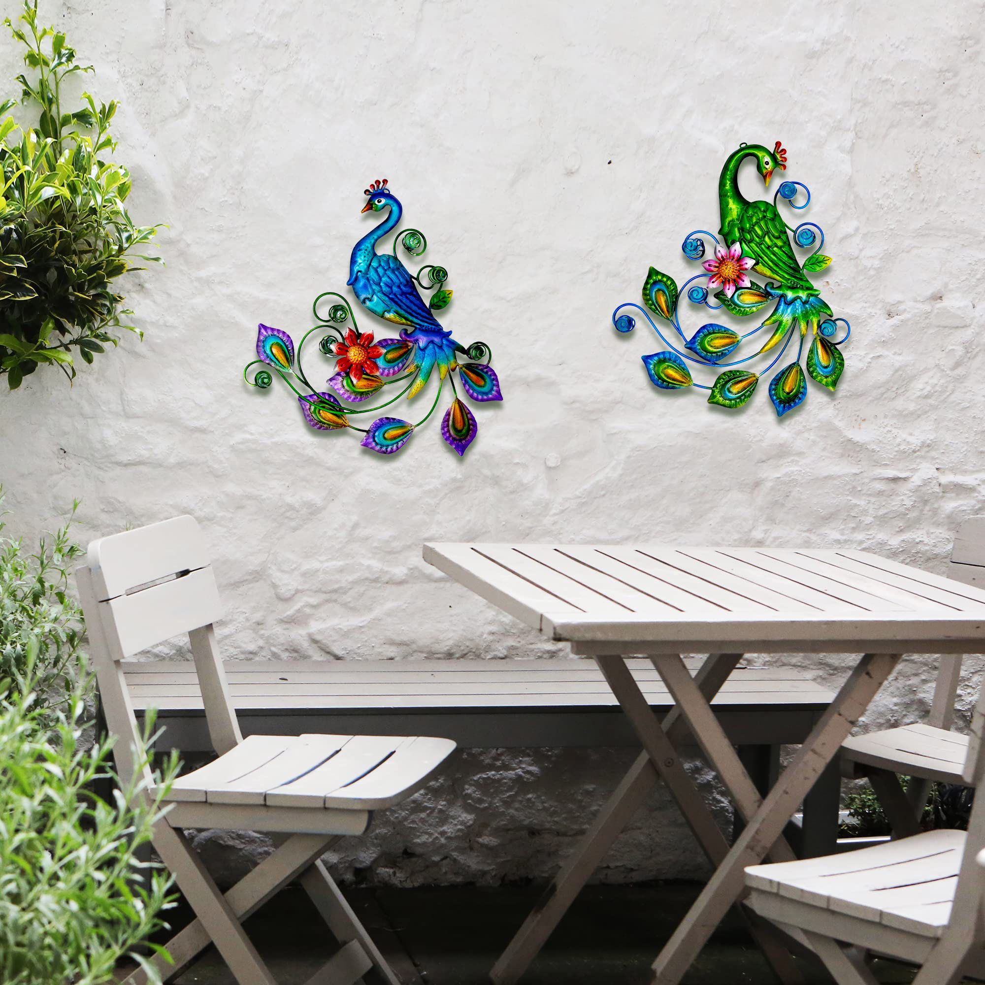Dakota Fields Metal Peacock Wall Art - Tropical Outdoor Metal Bird Wall ...