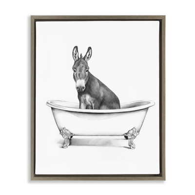  «Antique Tub with Donkey», art mural encadré flottant par Victoria Borges