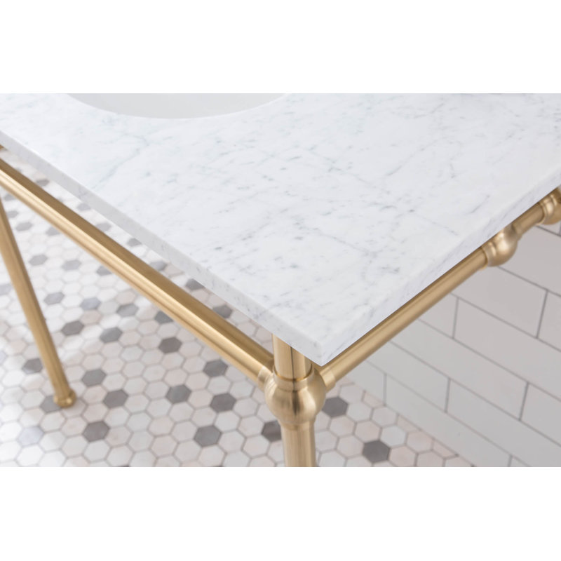 Embassy 33" Tall Stone Oval Console Bathroom Sink with Overflow, Satin Brass