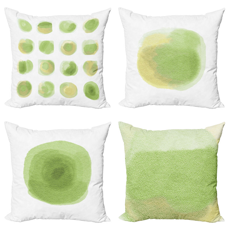 Everts Indoor / Outdoor Abstract Square Cushion Cover, 50cm H x 50cm W x 0.01cm D, Pastel Green/Ecru/White