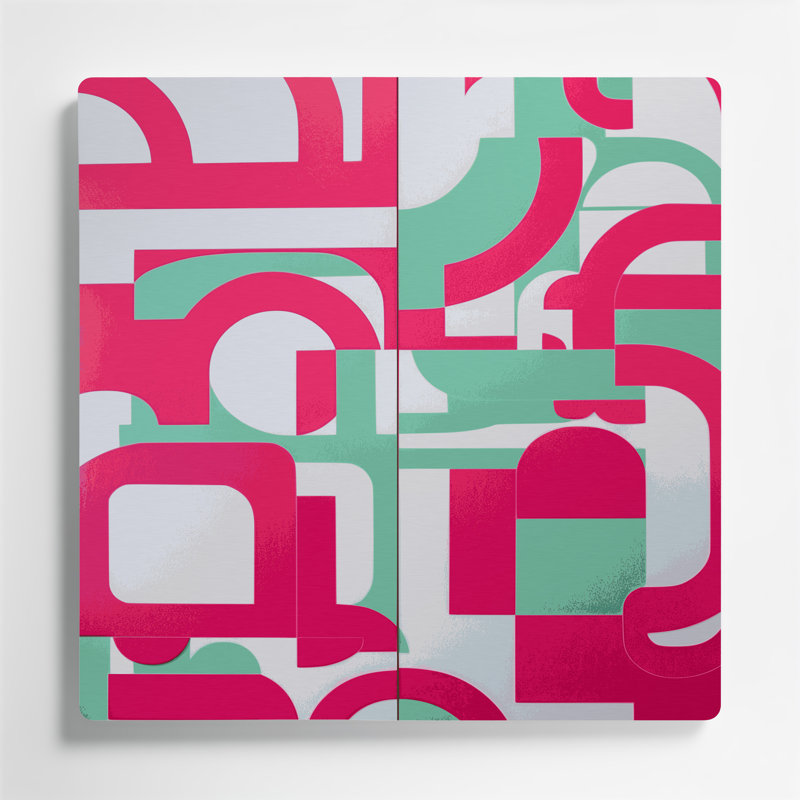 Abstract Shapes 50 Red Metal Wall Art, 16" H x 16" W