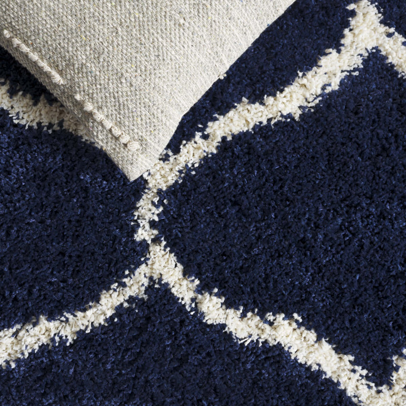 Tapis bleu marine / ivoire Darrold, Rectangle 9 pi x 12 pi, Bleu marine / Ivoire