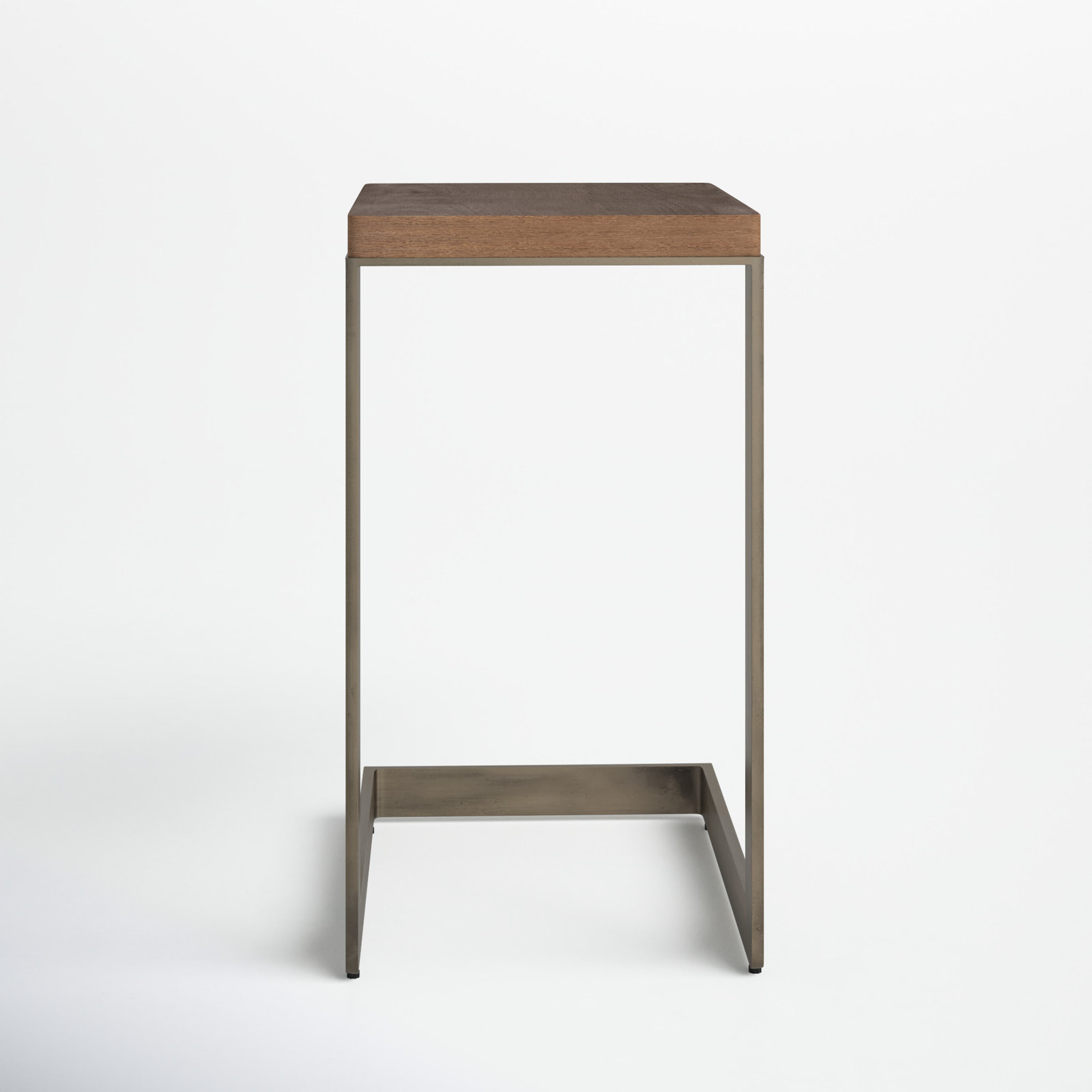 Tulane Solid Wood End Table, Nickel, Medium Brown