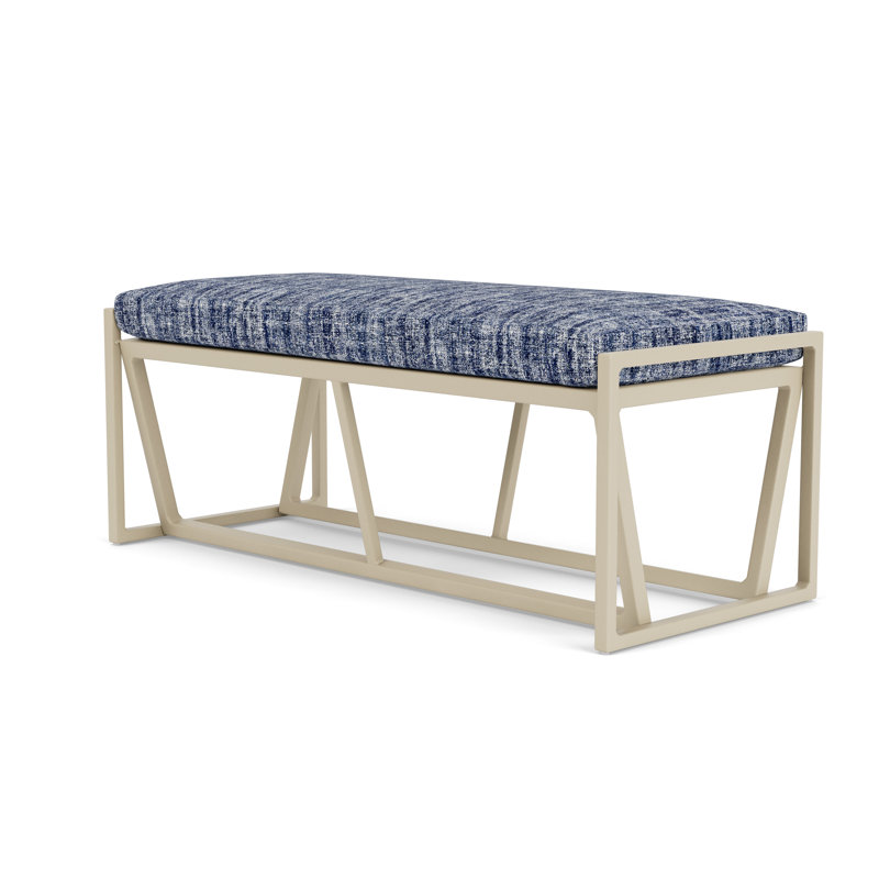 Summit Outdoor Dining Bench, Linen, Visions Cobalt