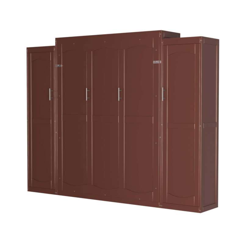 Lit escamotable double avec 2 garde-robes et tablette de rangement, plateforme pliable peu encombrante pour les chambres d'amis et les chambres à coucher