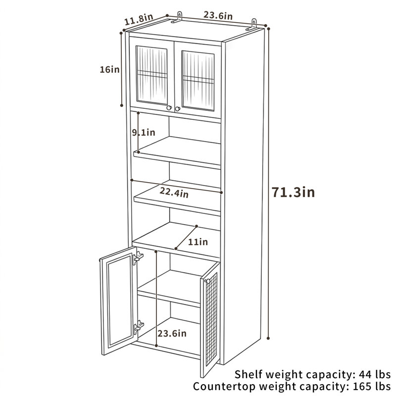 Armoire de rangement autoportante pour garde-manger, White