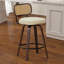Chaises de bar pivotantes Pu, tabourets de bar rembourrés de style moderne Mid-Century avec pieds en bois-1812407479