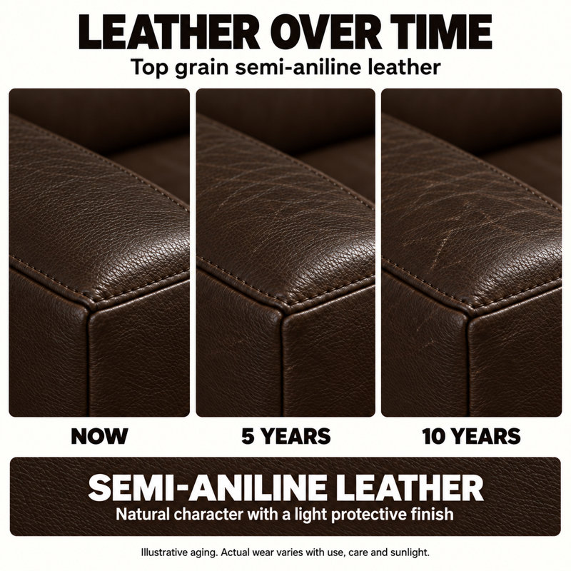 Manhattan Heirloom Quality Ottoman in Buttery Soft 100% Top Grain Leather, Made to Order, Amadeus Coffee