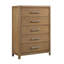 Commode haute Cery, 5 tiroirs avec poignées en étain, brun