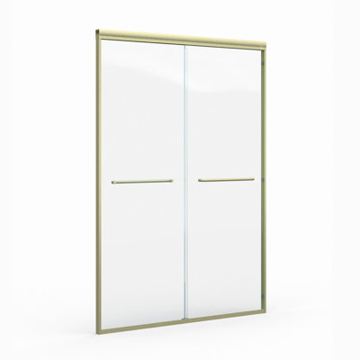 44" - 48" W X 72" H Double Sliding Shower Door, Semi-Frameless Bathroom Sliding Door With 1/4" (6Mm) Tempered Glass For Walk-In Shower
