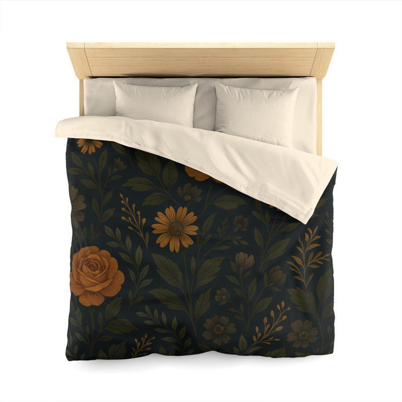 Microfiber Duvet Cover Boho Style, Design 57, Queen Duvet Cover, Cream