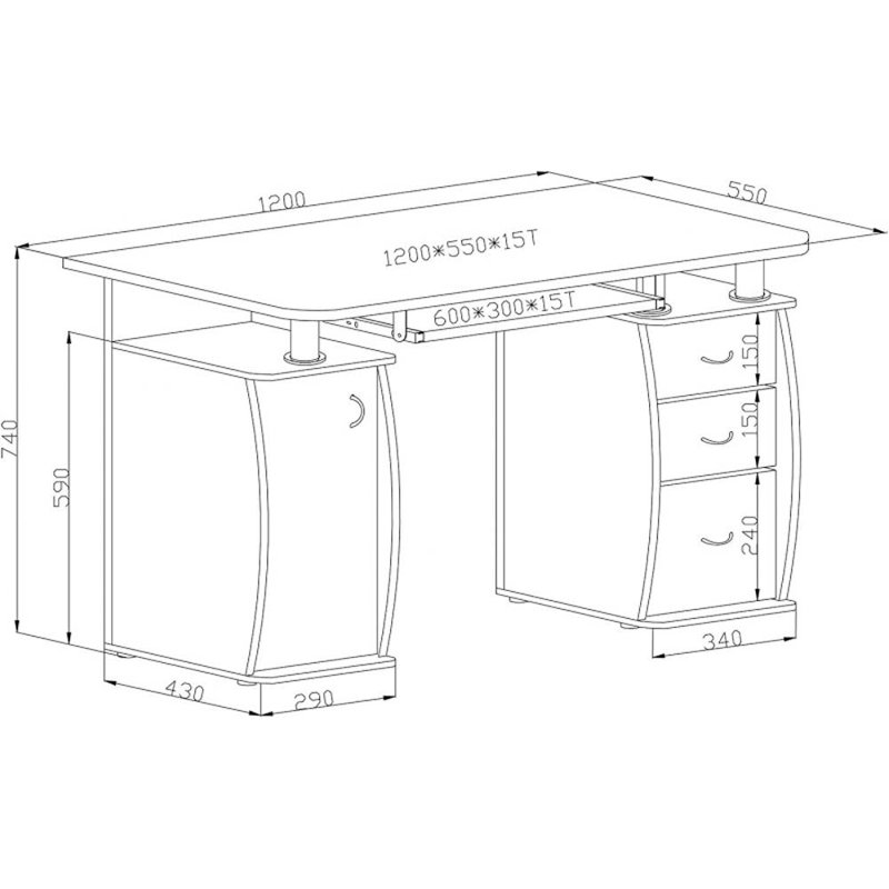 Asmahan Computer Desk, Grey