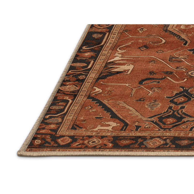 Machine Washable Persian Brown Area Rug, Runner 2' x 5'