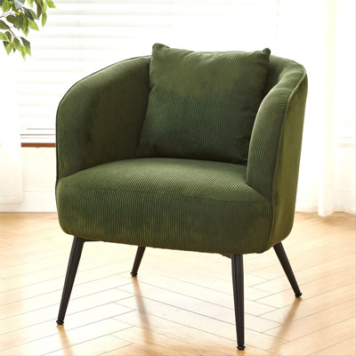 Fauteuil d'appoint en velours avec coussin, fauteuil rembourré moderne avec pieds en métal, fauteuil demi-tonneau confortable pour la chambre à coucher du salon