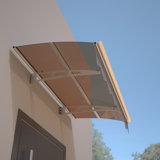 Door Window Awning 59"x34" - Polycarbonate Panel Rust- Brackets Heat Windproof Canopy & Aluminum Rain Uv80+