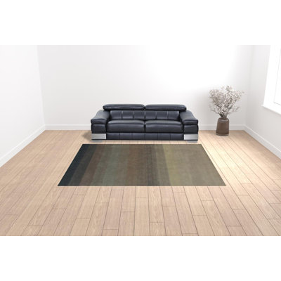 Tapis antidérapant tissé à la main 9 pi x 12 pi indigo et brun clair