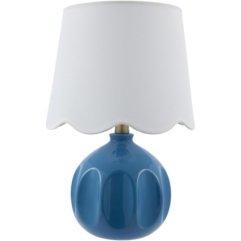 Lampe de table Amecia, Bleu, Blanc, Lin lin