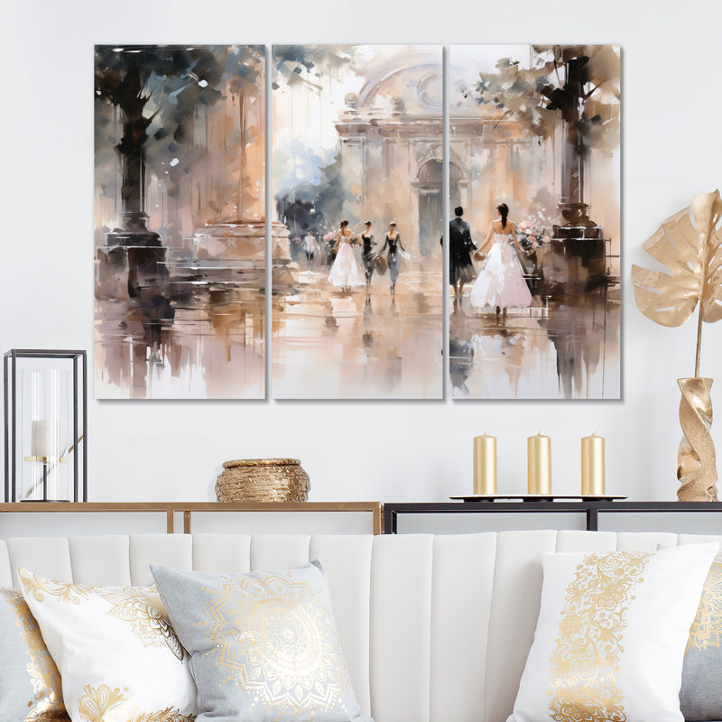 «Fashion Impressionist Elegance II» sur toile, reproduction de 3 pièces, H 32 po x l 48 po x P 1 po