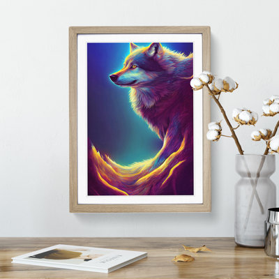 Wolf In Neon - Single Picture Frame Print