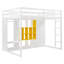 Lit mezzanine double en bois avec garde-robe et tablettes-347805162