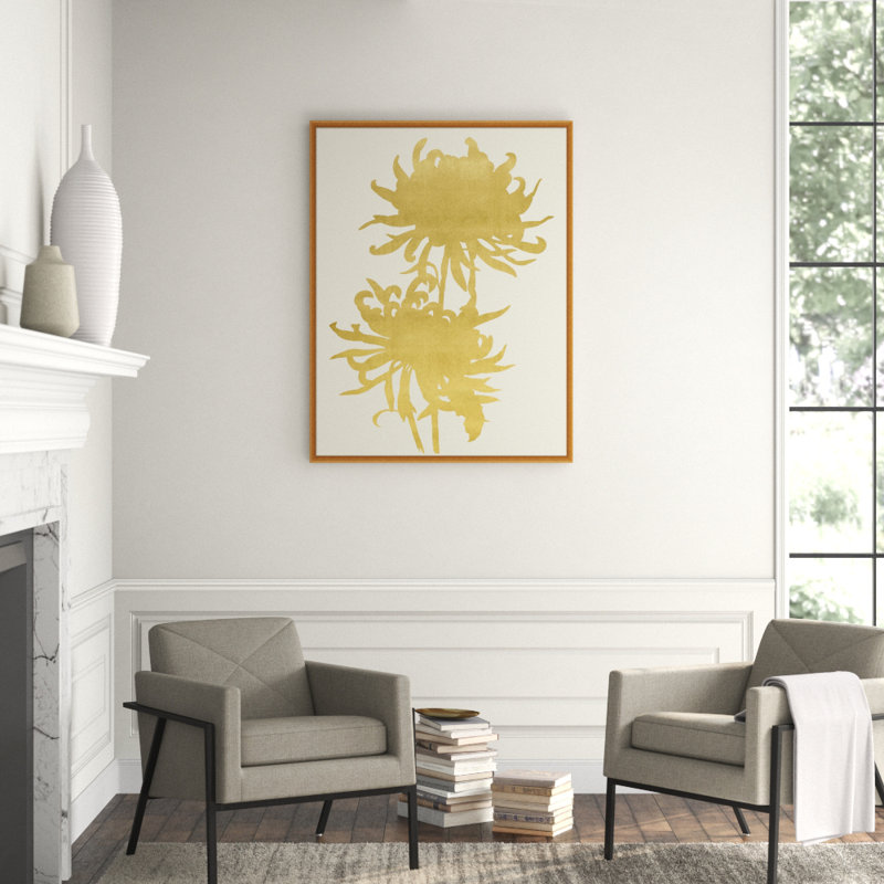 Gold Leaf Wood Cut 2' Framed Graphic Art Print on Glass