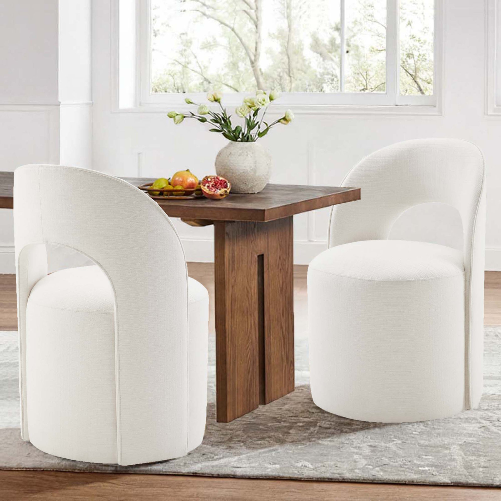 Neta Linen Side Chair, Flannigan Cotton Tweed