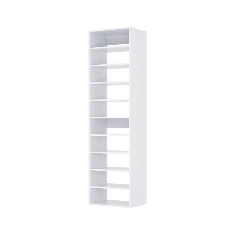 Shoe Shelf Tower Unit in White, 71.25" H x 19.5"  W x 14" D