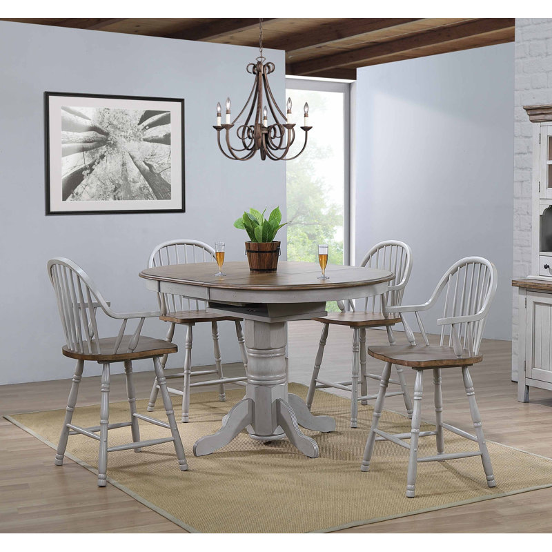 Country Grove Extendable Round Solid Wood Base Dining Table