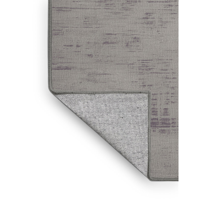 Machine Washable Abstract Grey Area Rug, Round 4'