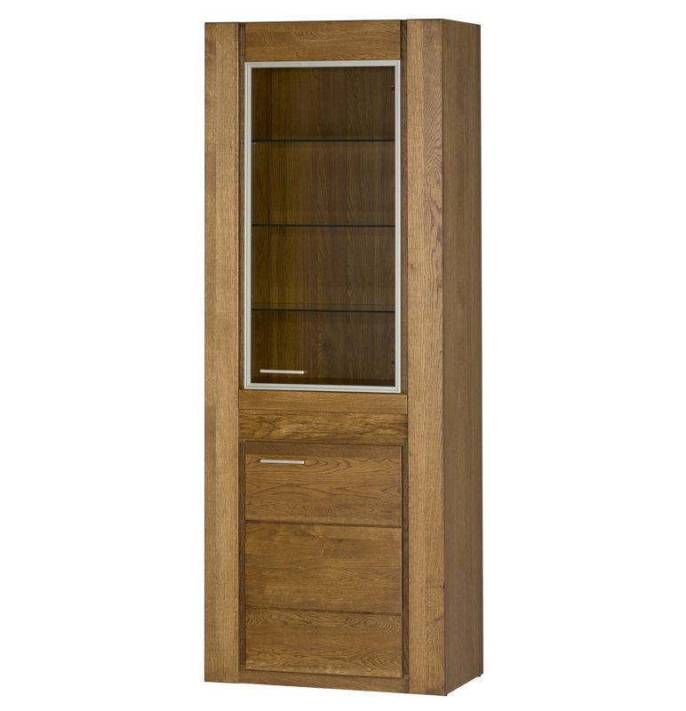 VELVET Solid + Manufactured Oak Wood 1-Door Display Cabinet, With