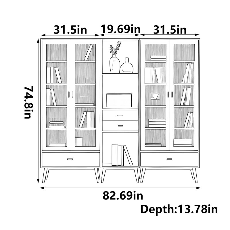 Modern simple log bookcase