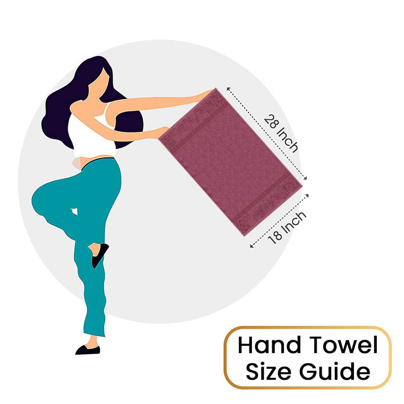 Collection de serviettes texturées 100% coton Mulaayam, Mauve raisin, Essuie-mains - paquet de 2