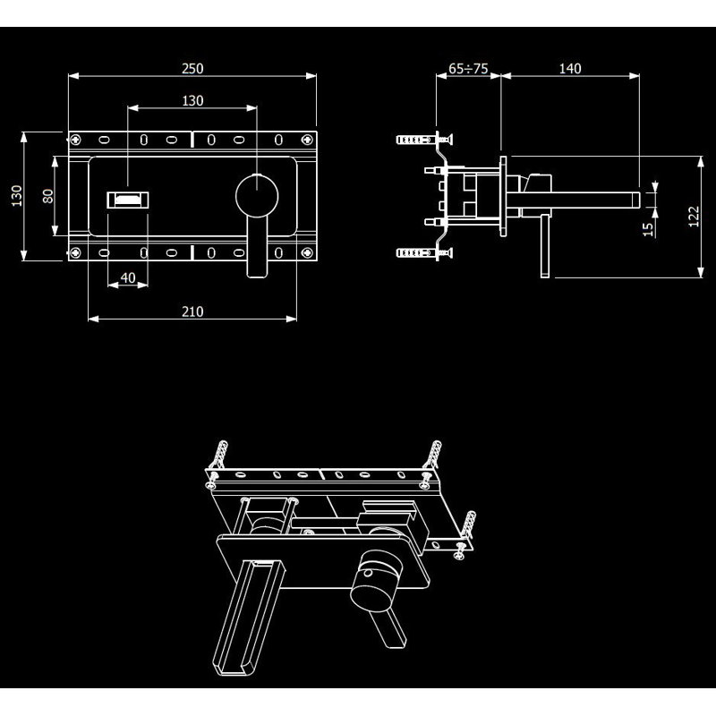 Capri Wall Mounted Bathroom Faucet, Chrome