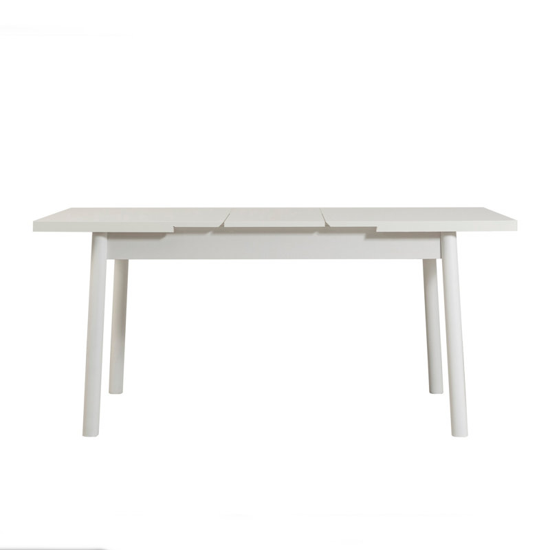 Elegant Extendable Dining Table, White, 47.2 x 29.5 x 29.5 inches (Open: 60.2 x 29.5 x 29.5 inches) | 100% Melamine Coated Particle Board, Wooden Legs | Modern Scandinavian Design, Perfect for Dining & Entertaining