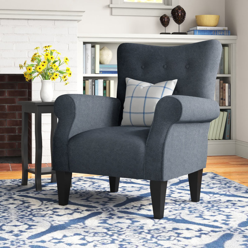 Euart 76.2Cm Wide Tufted Polyester Armchair, Navy Blue Polyester
