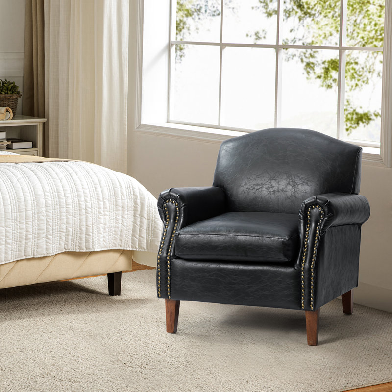 Farleigh Faux Leather Armchair, Navy