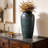 Handmade Ceramic Table Vase, Ceramic Wide-Mouth Textured Decorative Vase with Green Hammered Finish, for Home/Office/Bedroom/Living Room Decor-1197909771