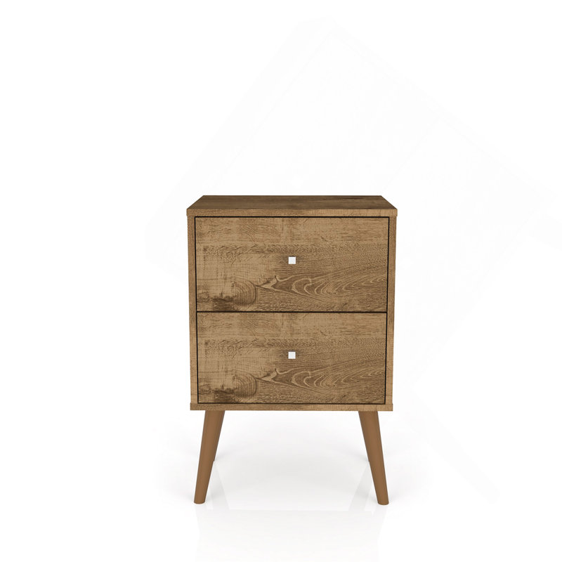 18" Nightstand In Rustic Brown (2-Drawer), Rustic Brown
