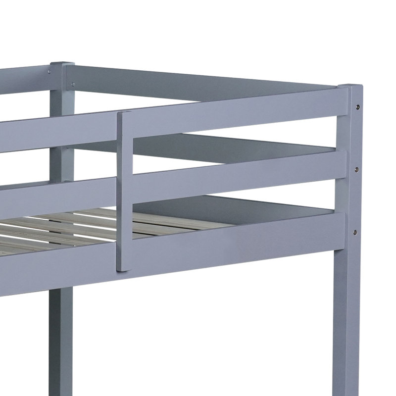 Lit mezzanine simple en bois massif avec bureau intégré , Gris