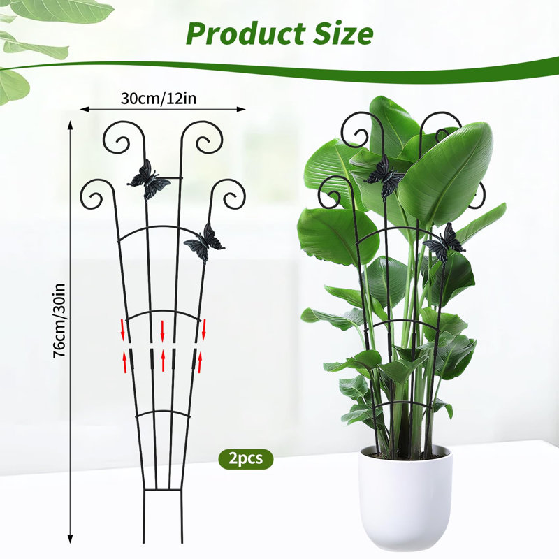 Lot de 2 treillis de 76 cm de haut pour plantes grimpantes en pot d'intérieur, treillis de jardin extensible en métal pour plantes grimpantes