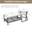 80Cm Modular Coffee Table Set (Set Of 2), Interlocking Round Side Table & Rectangular Table With Shelf, Gold & Black-65946303
