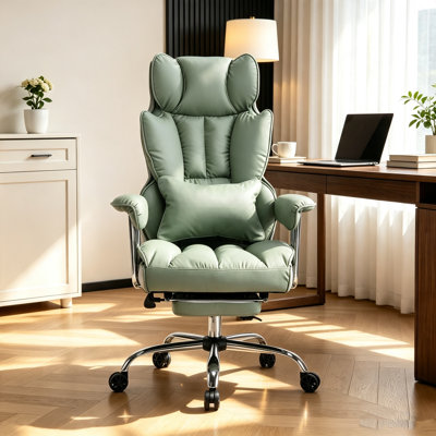 Efomao Big and Tall Office Chair with Foot Rest 400LBS, PU Leather Computer Chair, for home office