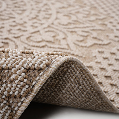 4x6 Beige Medallion Indoor/outdoor Area Rug Loom & , Stain-, Non-shedding, Pet Approved, Soft Pile, For Bedroom, Living Room, Dining Study Room From Stain , Safe And Pets, Ideal Indoor/outdoor,